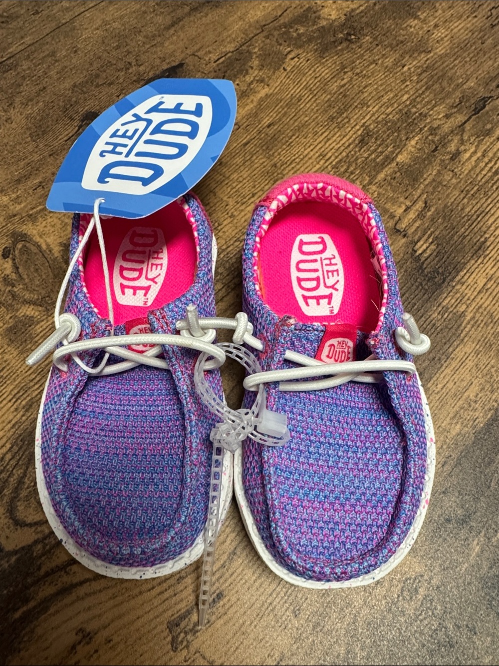 Hey Dude Kids Purple Knit Slip-On Shoes with Pink Interior